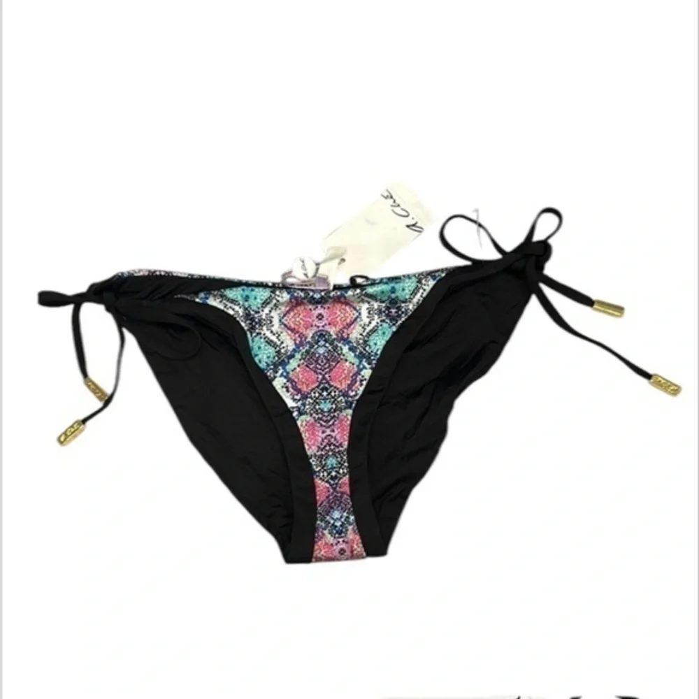 A. Che side tie swim bikini bottom snake print size small